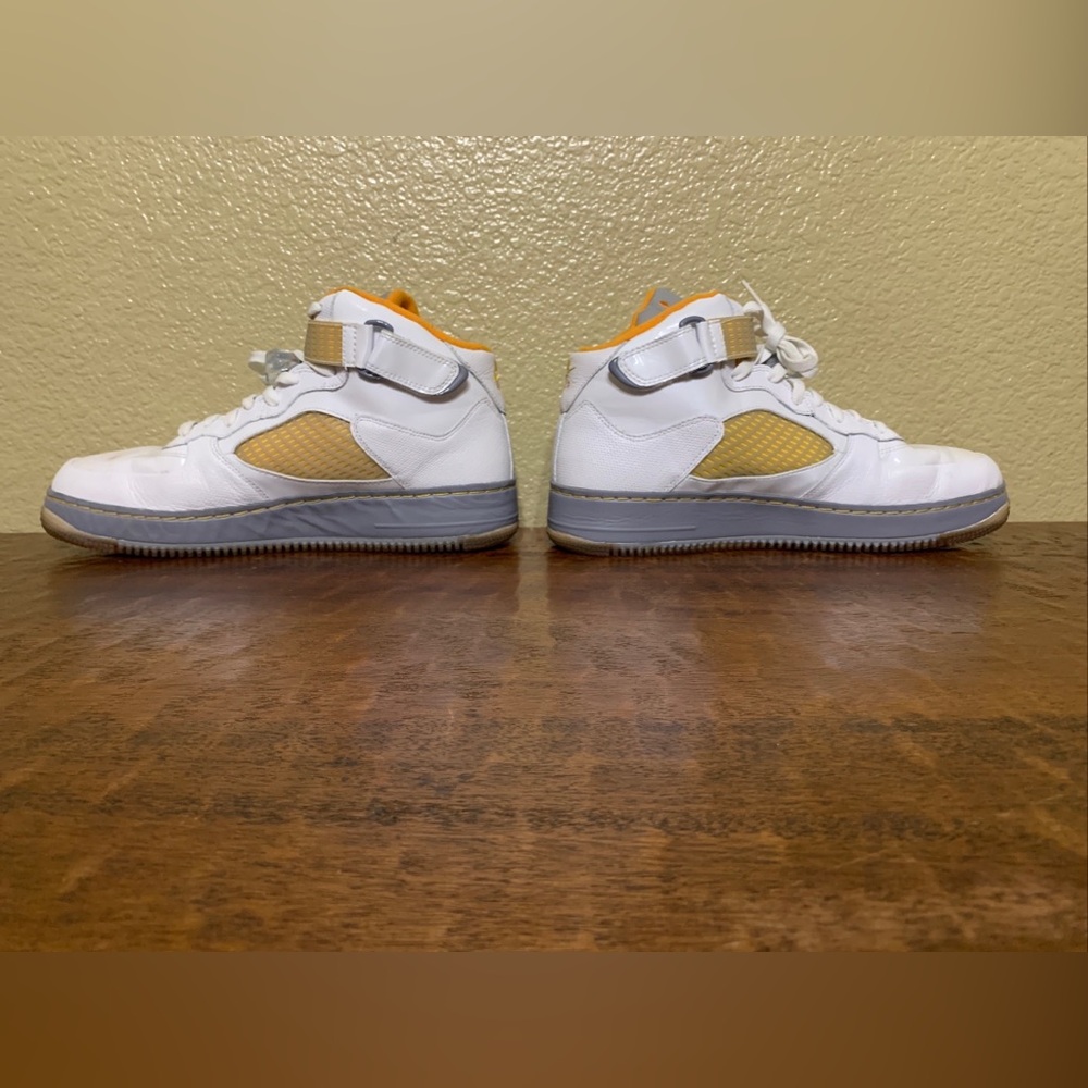 Air Jordan Retro 5/ Air Force 1 AJF5 Fusion Size 12 Orange & White Sneakers - Picture 5 of 14